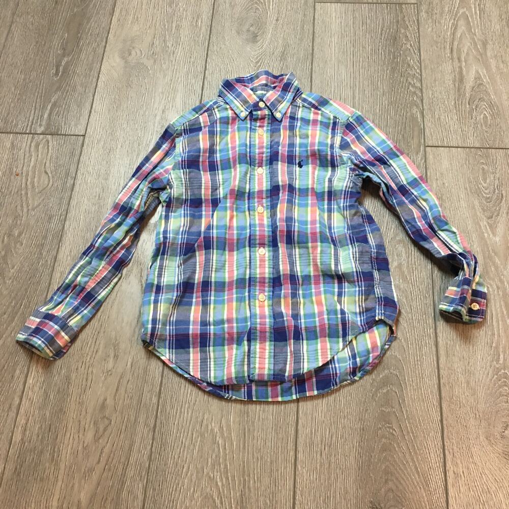 Ralph‎ Lauren Plaid Blue Green Pink Shirt button Up Size 5 boys